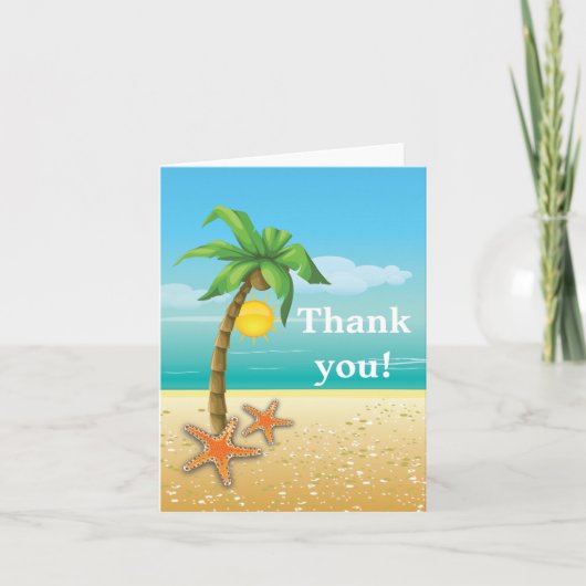 Merci de mariage de plage de palmier et d'étoiles (Devant)
