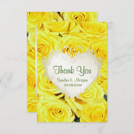 Merci de Mariage de rose jaune (Devant / Derrière)