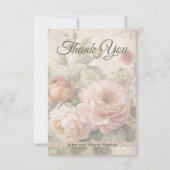 Merci de Mariage de Rose Vintage romantique (Devant)