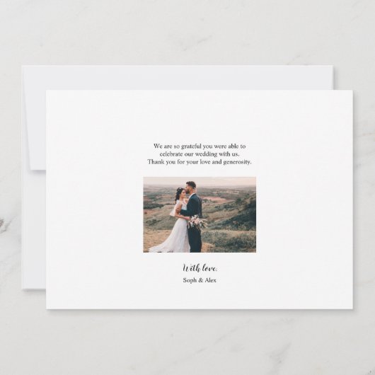 Merci de Mariage de script noir (Dos)