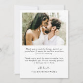 Merci de Mariage de texte et de photo simple (Dos)