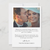 Merci de Mariage de texte et de photo simple (Dos)