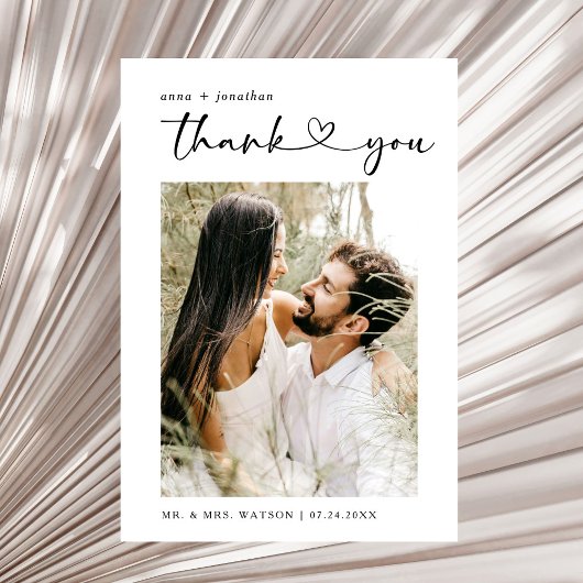 Merci de Mariage de texte et de photo simple