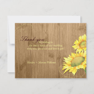 Merci de Mariage de tournesol Brown rustique