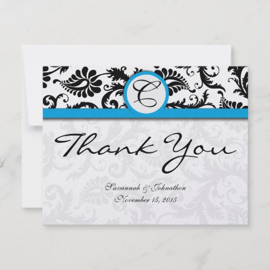 Merci de Mariage de triage Damask noir (Devant)