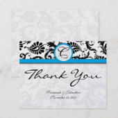 Merci de Mariage de triage Damask noir (Devant / Derrière)