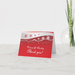 Merci de mariage d'hiver de gris rouge et argenté
