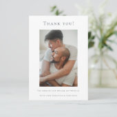 Merci de mariage élégant bleu blanc photo (Debout devant)