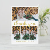 Merci de Mariage en bois et or rustique| 4 Photo (Debout devant)