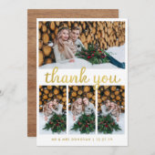 Merci de Mariage en bois et or rustique| 4 Photo (Devant / Derrière)