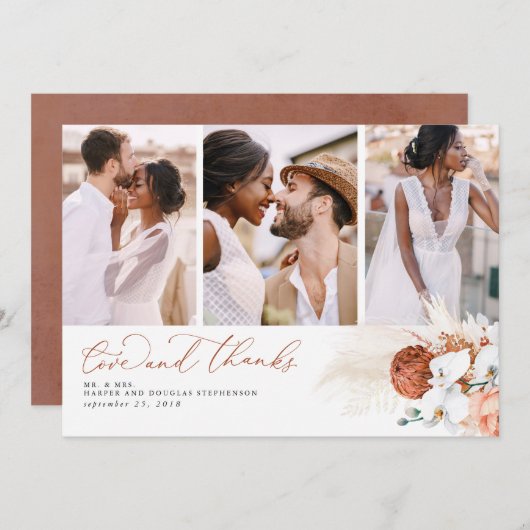 Merci de Mariage en laiton Pampas Tropical Terraco (Devant / Derrière)