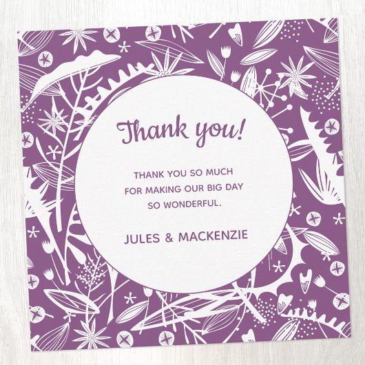 Merci de Mariage Floral moderne violet