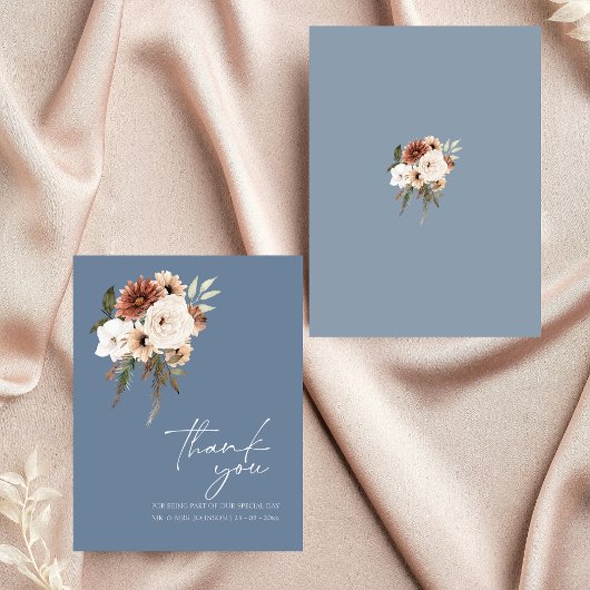 Merci de Mariage floral rustique bleu foncé