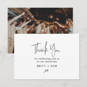 Merci de Mariage minimal photo personnalisée manus