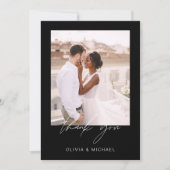 Merci de Mariage minimaliste vert noir (Devant)