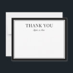 Merci de Mariage noir classique<br><div class="desc">Ce carte de remerciements mariage classique présente un arrière - plan blanc éclatant avec une bordure noire associée à une typographie d'inspiration vintage. L'aspect est simple, chic et intemporel. Voir ci-dessous pour plus de coordination des éléments de cette collection. Ensemble, ces objets créent une suite de mariage élégante qui serait...</div>