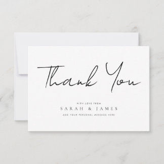 Merci de Mariage noir et blanc minimaliste moderne