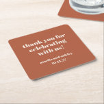 Merci de mariage personnalisé Gras Rust Fall Retro<br><div class="desc">Gras Minimaliste Rust Fall Rétro Simple Personnalisé Merci Carré Dessous de verre papier</div>