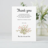 Merci de Mariage photo fleur sauvage rose délicat (Debout devant)