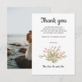 Merci de Mariage photo fleur sauvage rose délicat (Devant / Derrière)