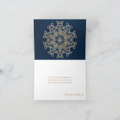 Merci de mariage style indien bleu marine et or (Intérieur)