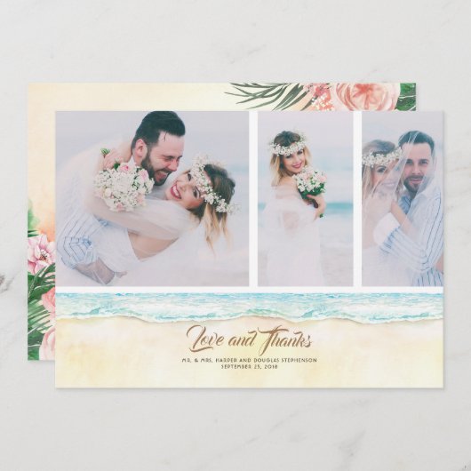 Merci de mariage sur la plage (Devant / Derrière)