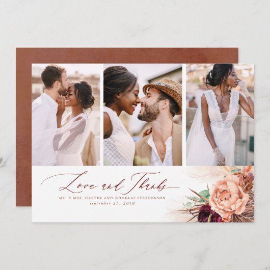 Merci de Mariage tropical de Terracotta (Devant / Derrière)