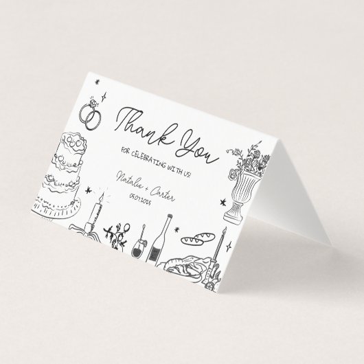 Merci de Mariage Whimsical tiré à la main (Front)