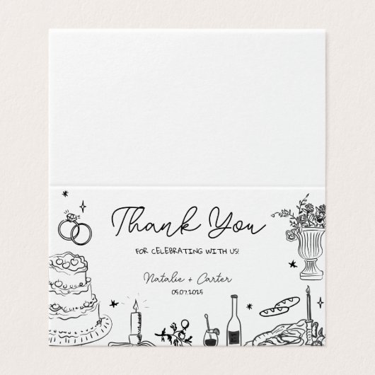 Merci de Mariage Whimsical tiré à la main (Outside Unfolded)