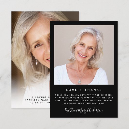 Merci de mémoire funéraire de 3,5 po x 5 po (Devant / Derrière)