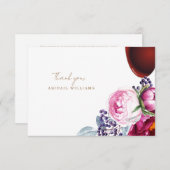 Merci de message de douche à vin rose floral (Devant / Derrière)