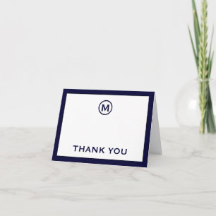 Merci de monogramme classique blanc et marine