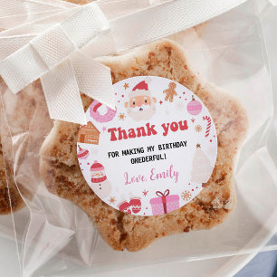 Merci de Noël Anniversaire Étiquettes de fête