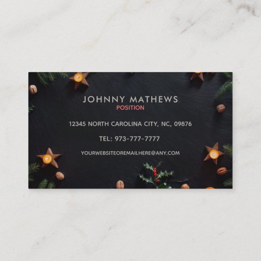 Merci de Noël Carte de visite (Dos)