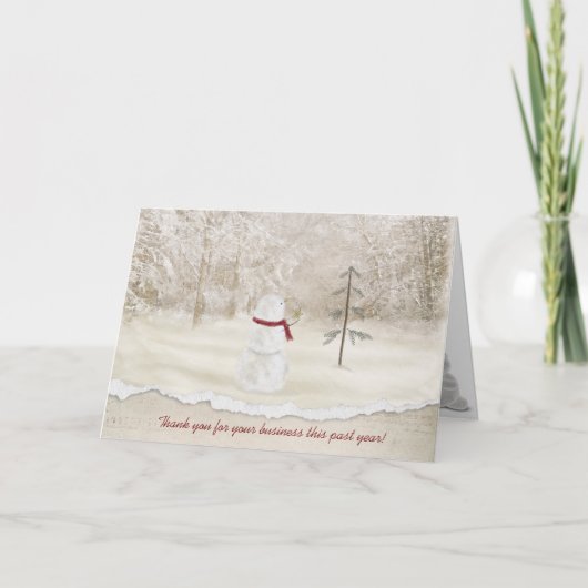 Merci de Noël d'affaires avec bonhomme de neige (Devant)