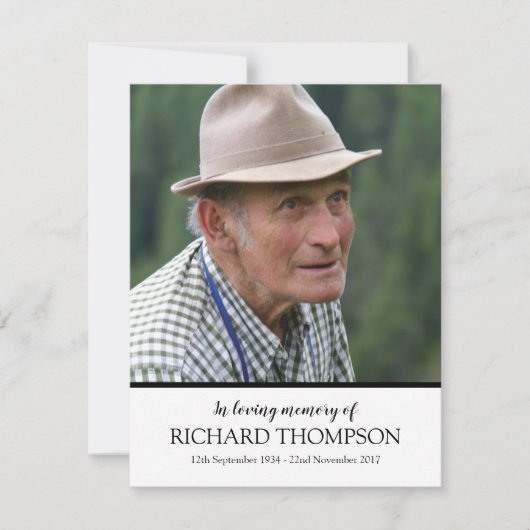 Merci de photo funéraire Carte de commande (Devant)