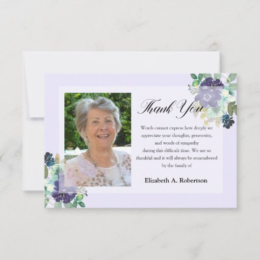 Merci de photos funéraires Fleurs violettes (Devant)