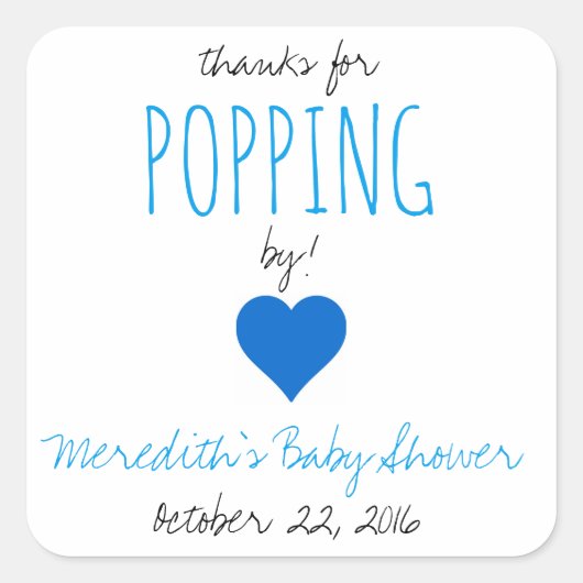 Merci de Popping By ! Stickers baby shower Favoris (Devant)