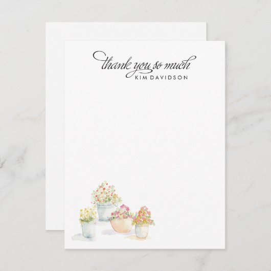 Merci de pots de fleurs d'aquarelle (Devant / Derrière)
