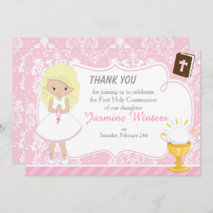 Merci de première communion de la fille de cheveux