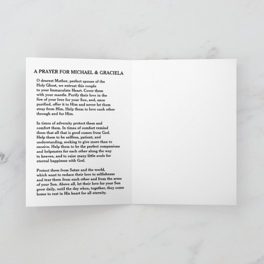 Merci de prière Mariage catholique (Intérieur)