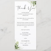 Merci de réception de mariage verdoyant Carte Plac (Devant)