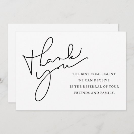 Merci de référence, fiche de note de référence, (Devant / Derrière)