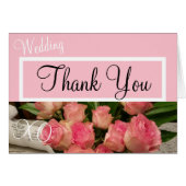 Merci de roses rose Mariage Monogramme (Devant horizontal)