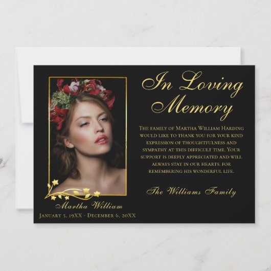 Merci de script élégant de la photo funéraire de c (Devant)