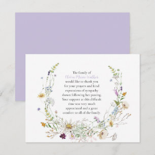 Merci de script funéraire Fleur sauvage d'aquarell