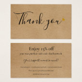 Merci De Script Rustique Pour La Carte De Remise S (Devant & derrière)