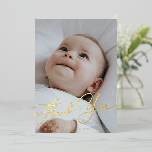 Merci de script simple et élégant Faire-part bébé (Debout devant)