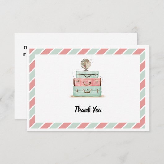 Merci de thème de voyage de menthe de corail (Devant / Derrière)