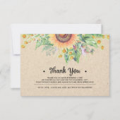 Merci de tournesol rustique Cartes photos Mariage (Devant)